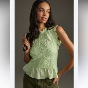 Anthropologie Textured Smocked Tank
